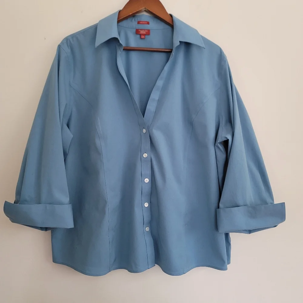 Talbots Blue Button-Up Blouse - Picture 3 of 9